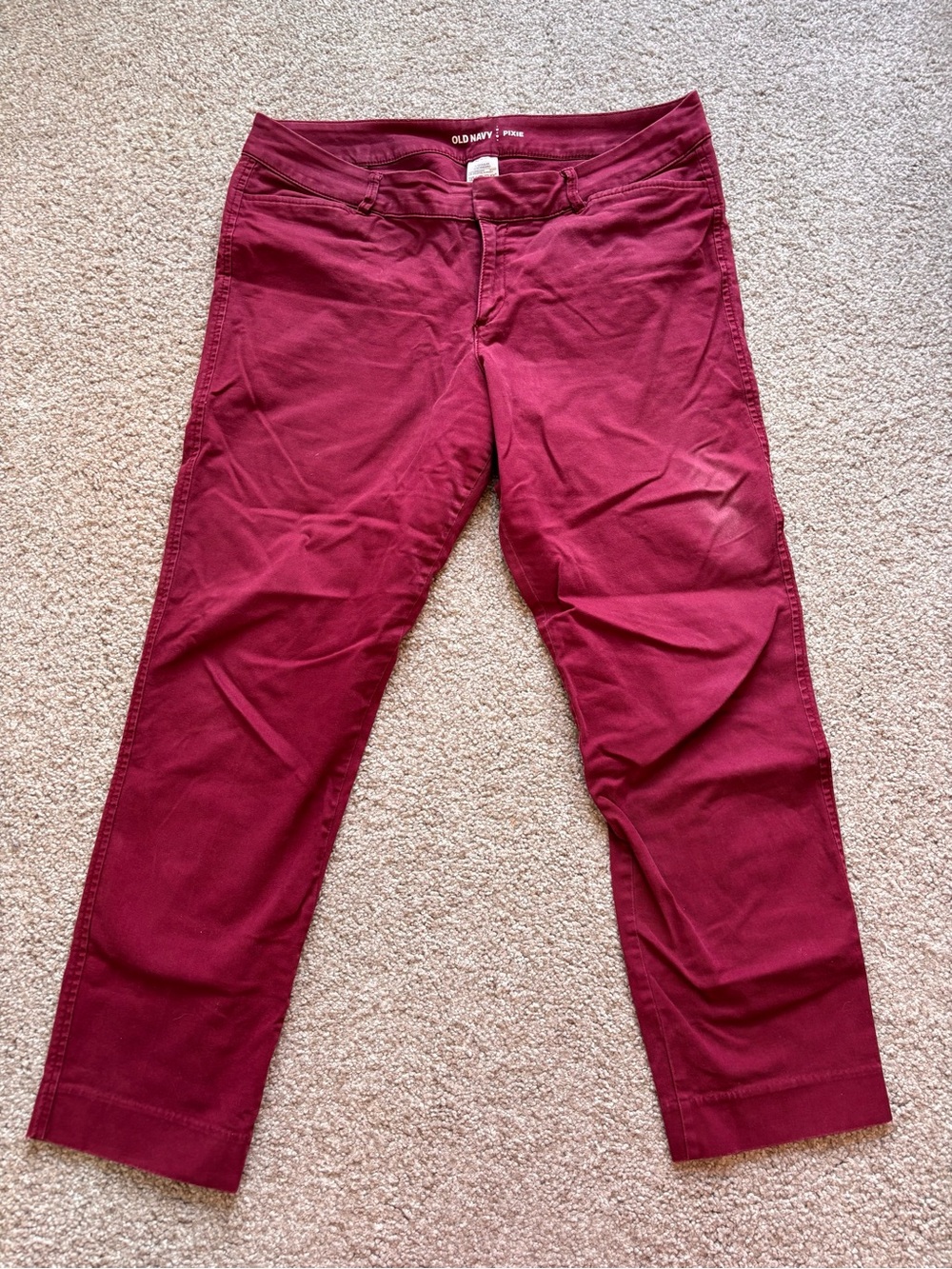Old Navy Mid-Rise Pixie Skinny Ankle Pants Burgundy Maroon
